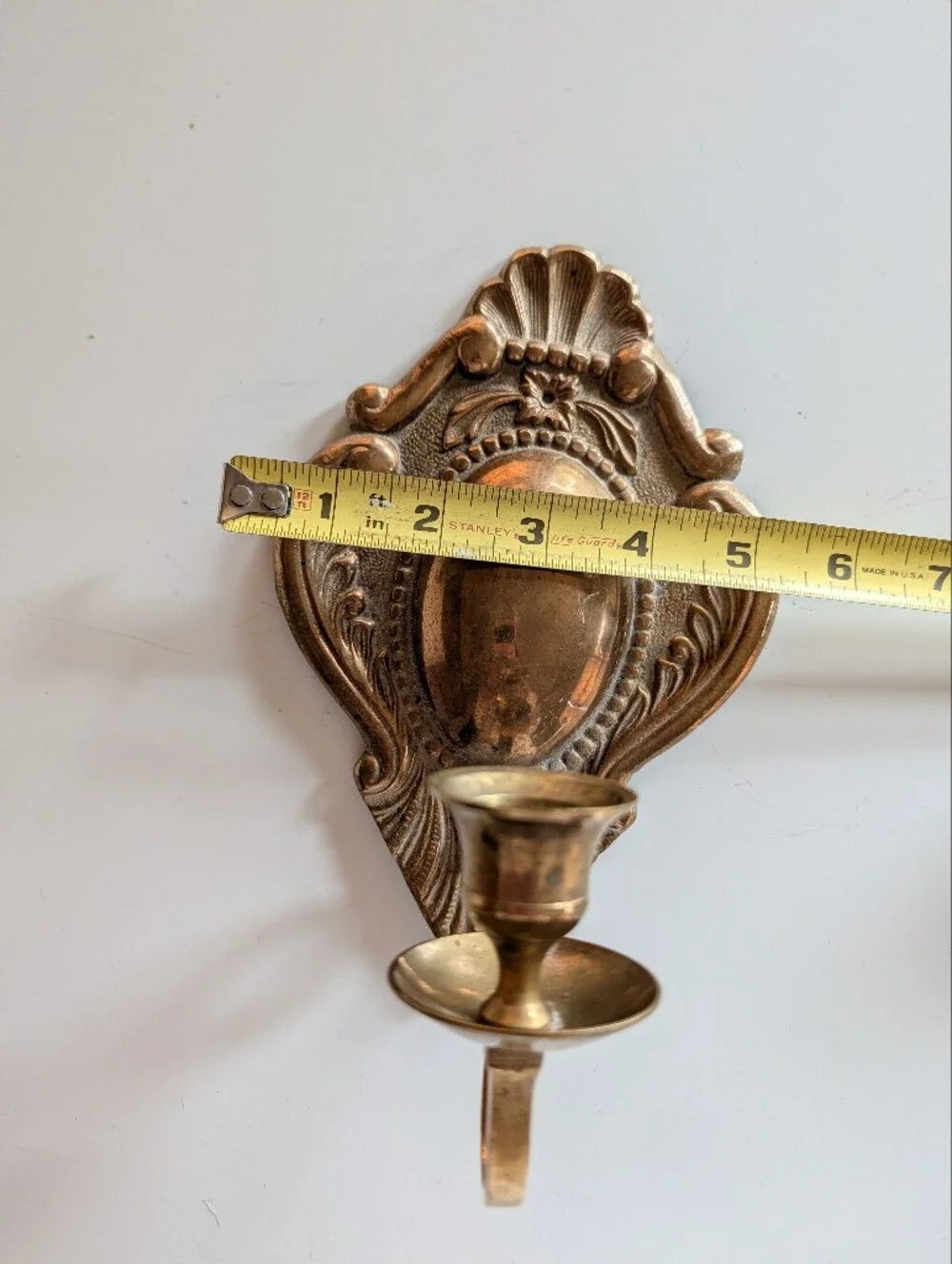 Solid Brass Vintage Candle Wall Sconce Ornate